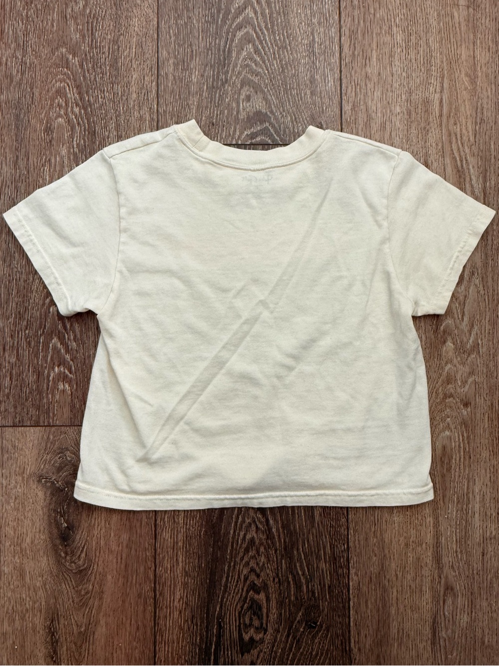 Brandy Melville Cream Crop Tee with Pink 'SAINT MARKS' Graphic - Picture 3 of 3